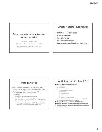Pulmonary arterial hypertension  Definition and classification  Pulmonary arterial hypertension: