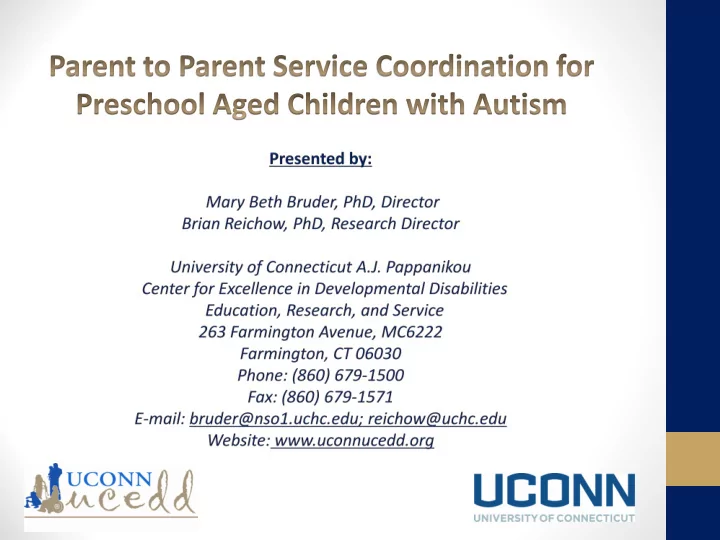 features of the parent to parent service