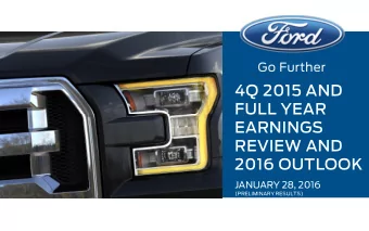 4Q 2015 AND  FULL YEAR  EARNINGS  REVIEW AND  2016 OUTLOOK  JANUARY 28, 2016  (PRELIMINARY RESULTS)