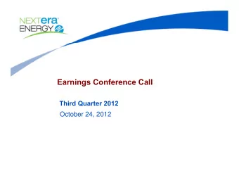 Earnings Conference Call  Third Quarter 2012  October 24, 2012  Cautionary Statements And Risk