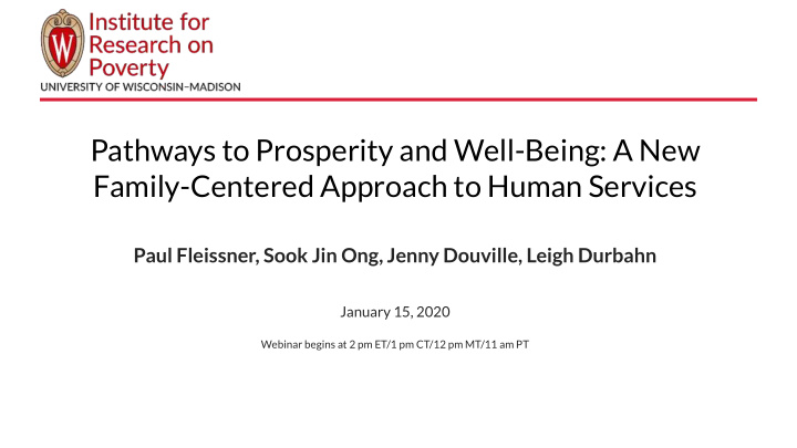 pathways to prosperity and well being a new