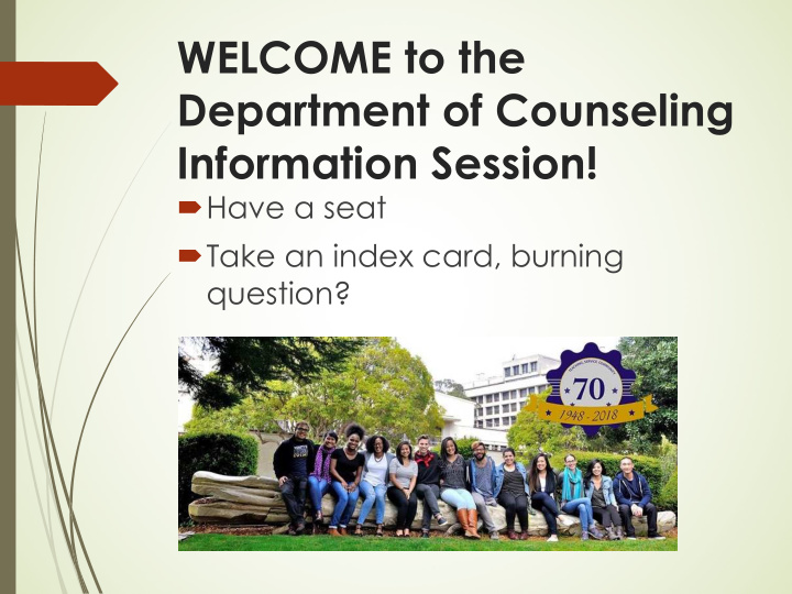 welcome to the department of counseling information