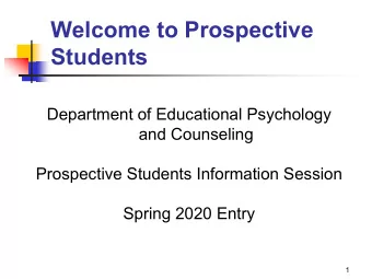 Welcome to Prospective  Students  Department of Educational Psychology  and Counseling  Prospective