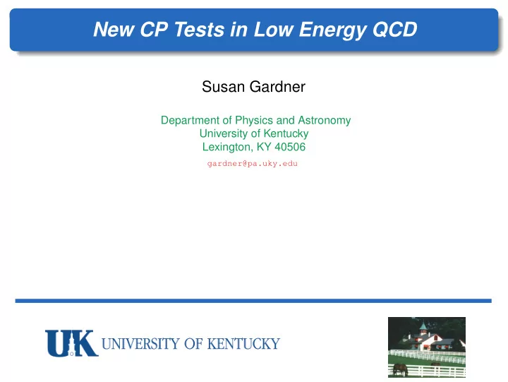 new cp tests in low energy qcd