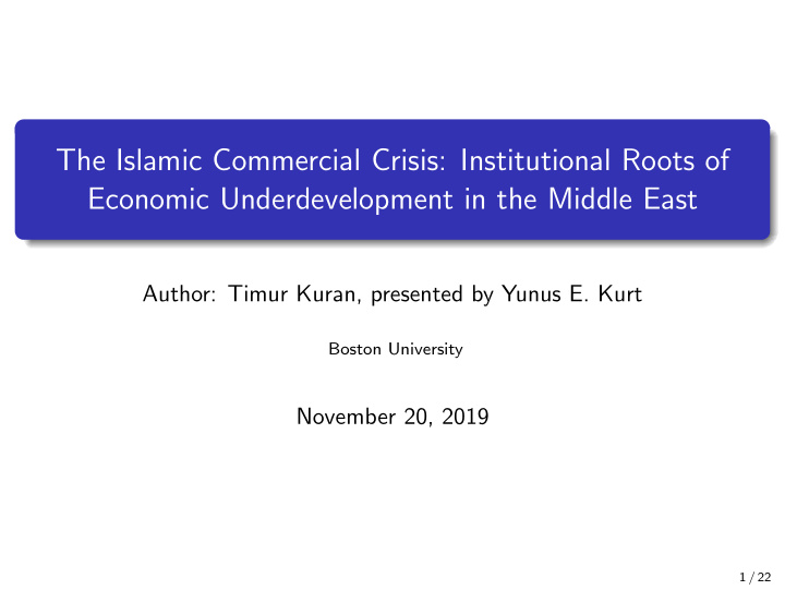 the islamic commercial crisis institutional roots of