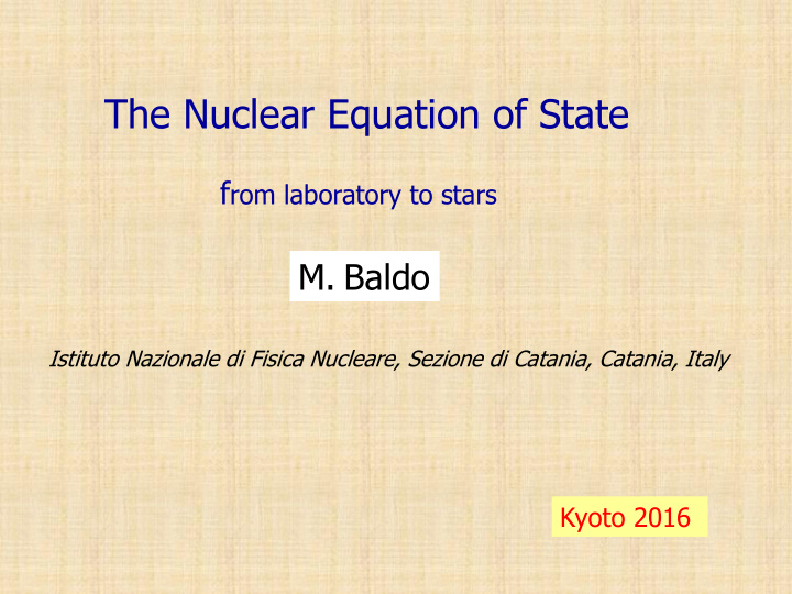 the nuclear equation of state