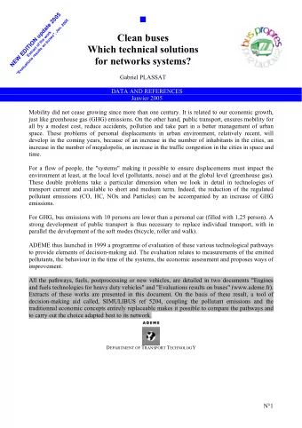 &quot;Evaluations results on buses&quot;, Jan. 2005  Extract of the work  Clean buses  Which