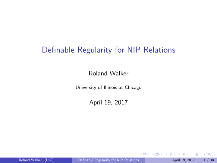 definable regularity for nip relations