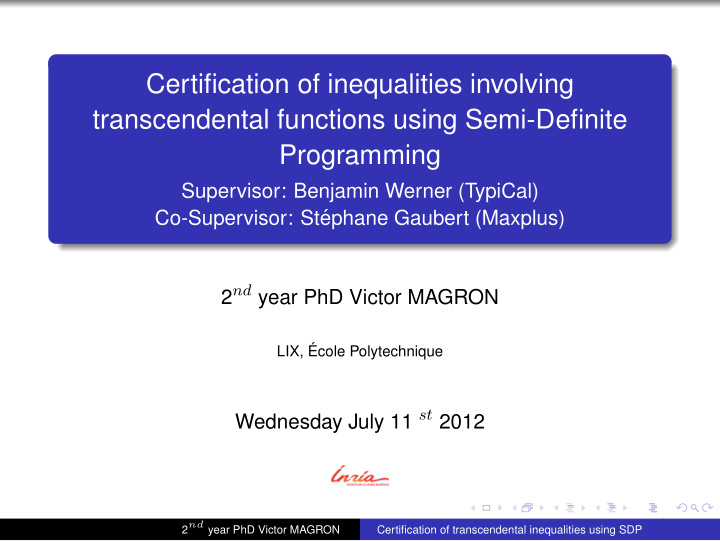 certification of inequalities involving transcendental