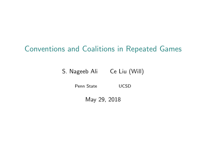 conventions and coalitions in repeated games