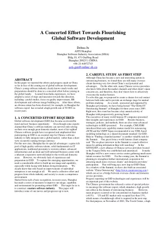 A Concerted Effort Towards Flourishing Global Software Development  Dehua Ju  ASTI Shanghai