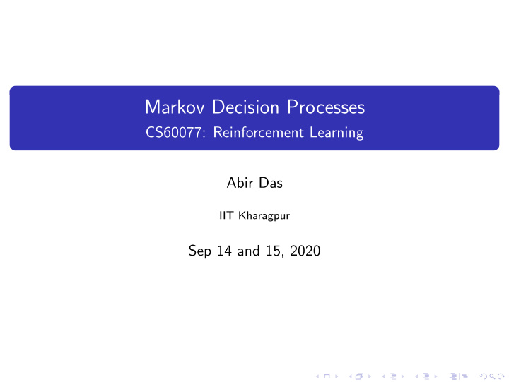 markov decision processes