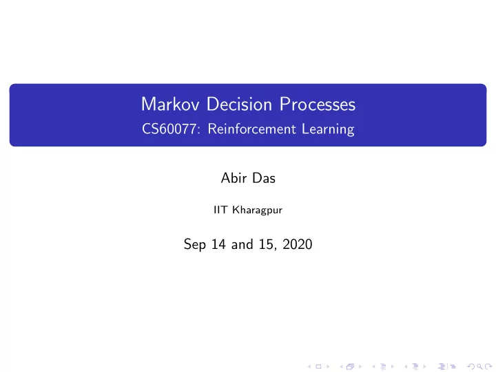 markov decision processes