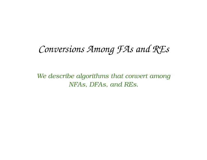 conversions among fas and res
