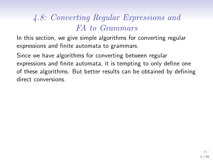 4 8 converting regular expressions and fa to grammars