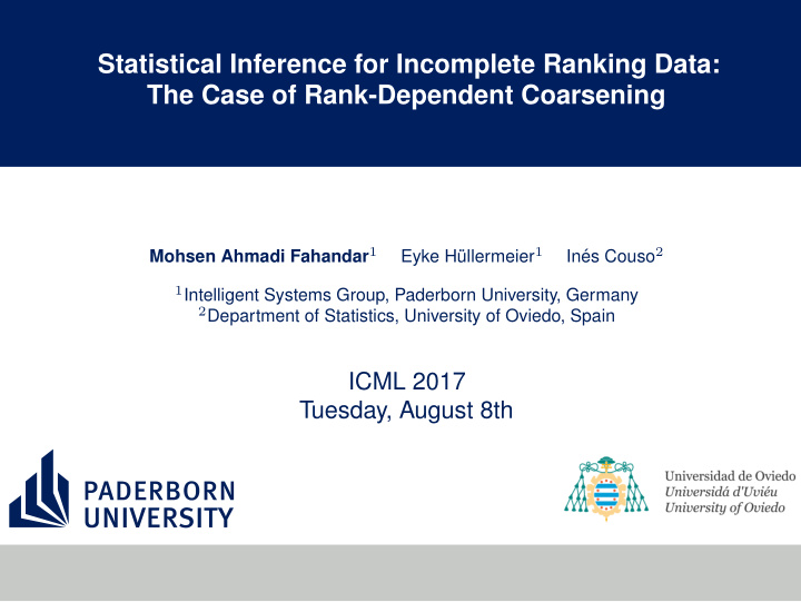 statistical inference for incomplete ranking data the
