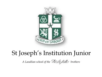 St Josephs Institution Junior   A Lasallian school of the