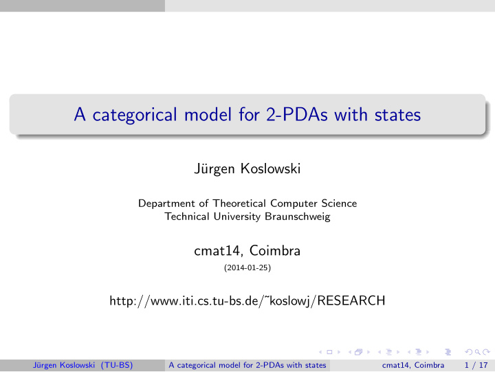 a categorical model for 2 pdas with states