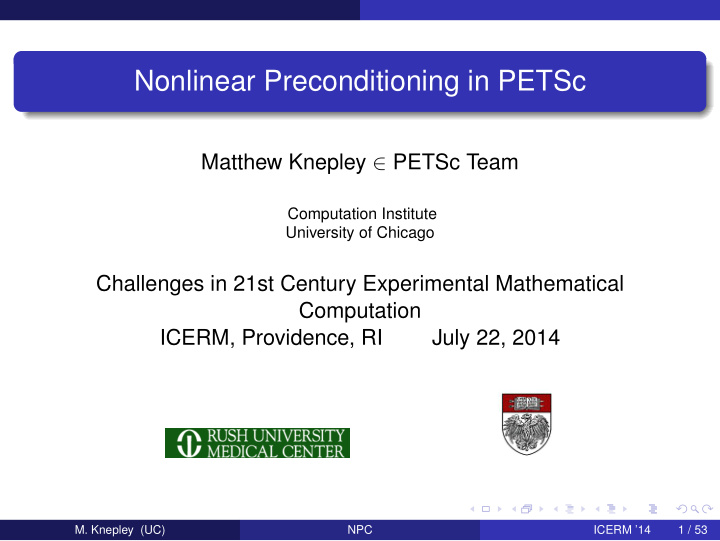 nonlinear preconditioning in petsc