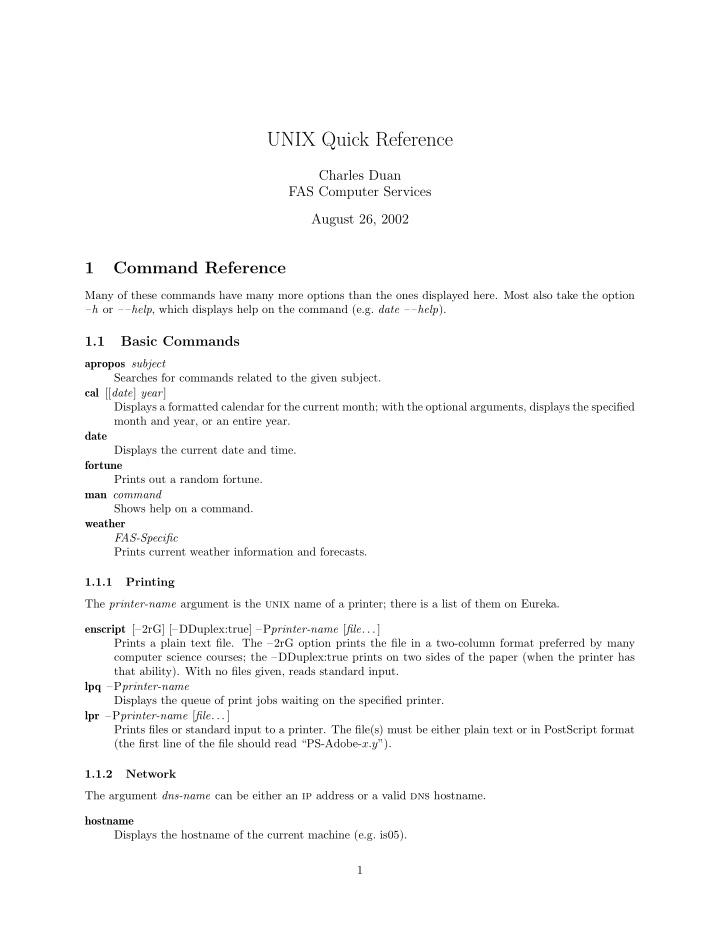 unix quick reference