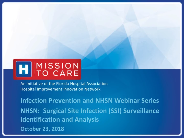 infection prevention and nhsn webinar series nhsn