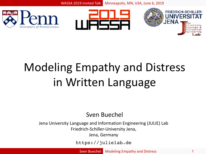 modeling empathy and distress in written language