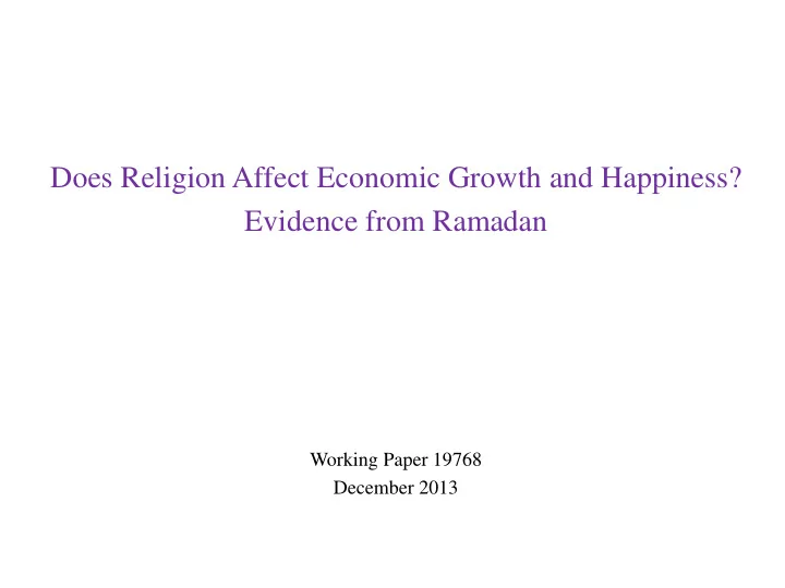 does religion affect economic growth and happiness