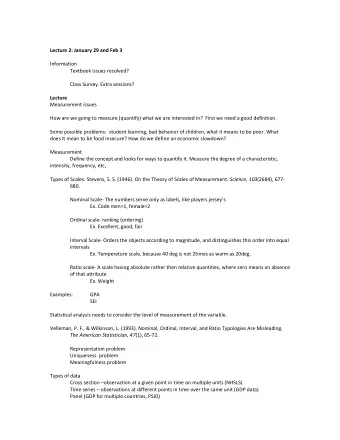 Lecture 2: January 29 and Feb 3 Information Textbook issues resolved? Class Survey. Extra sessions?