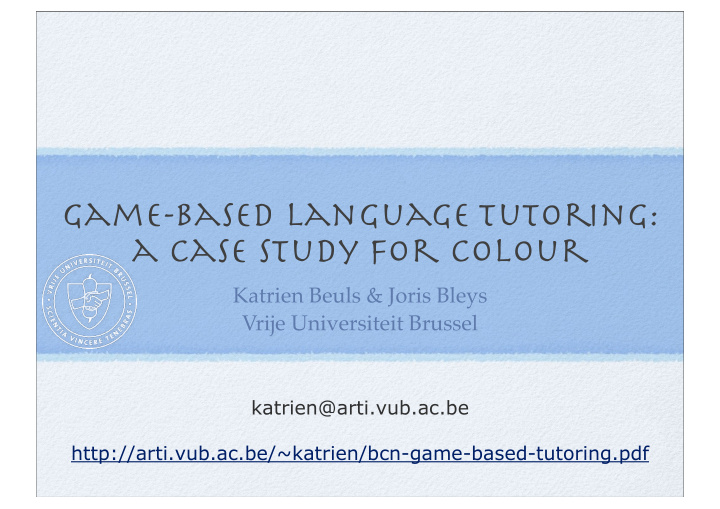 game based language tutoring a case study for colour