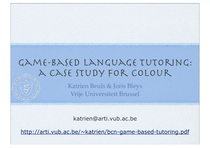 game based language tutoring a case study for colour