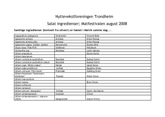 Nyttevekstforeningen Trondheim  Salat ingredienser; Matfestivalen august 2008  Samtlige