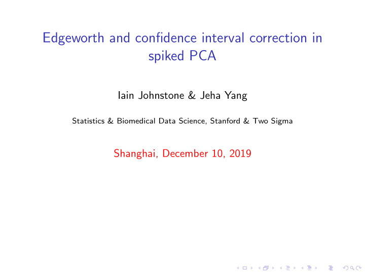 edgeworth and confidence interval correction in spiked pca