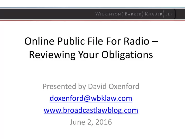 online public file for radio reviewing your obligations