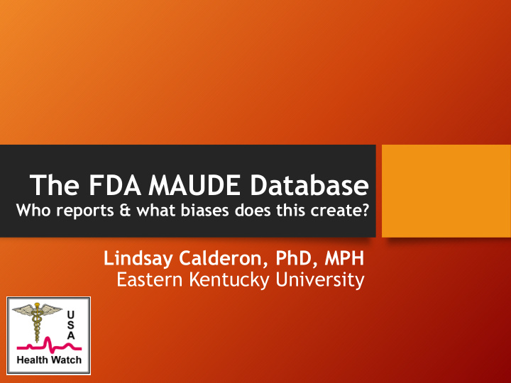 the fda maude database