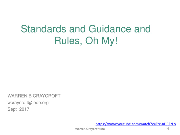standards and guidance and rules oh my