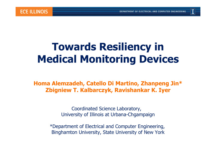 towards resiliency in medical monitoring devices