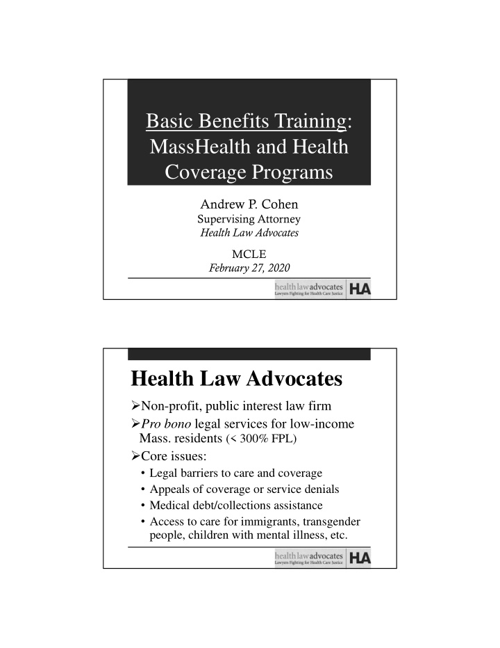 health law advocates