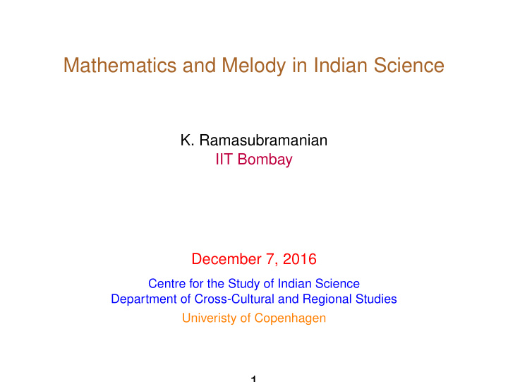 mathematics and melody in indian science