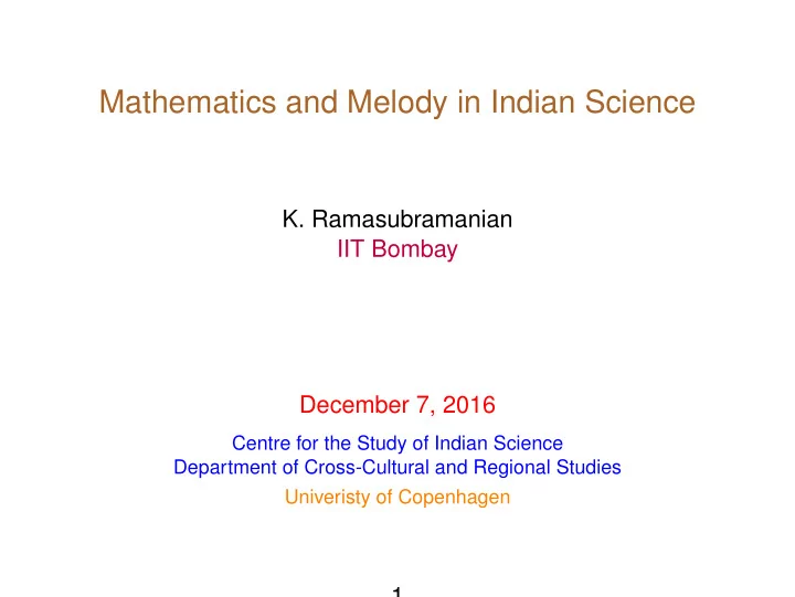mathematics and melody in indian science