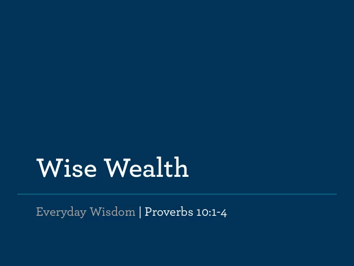 wise wealth