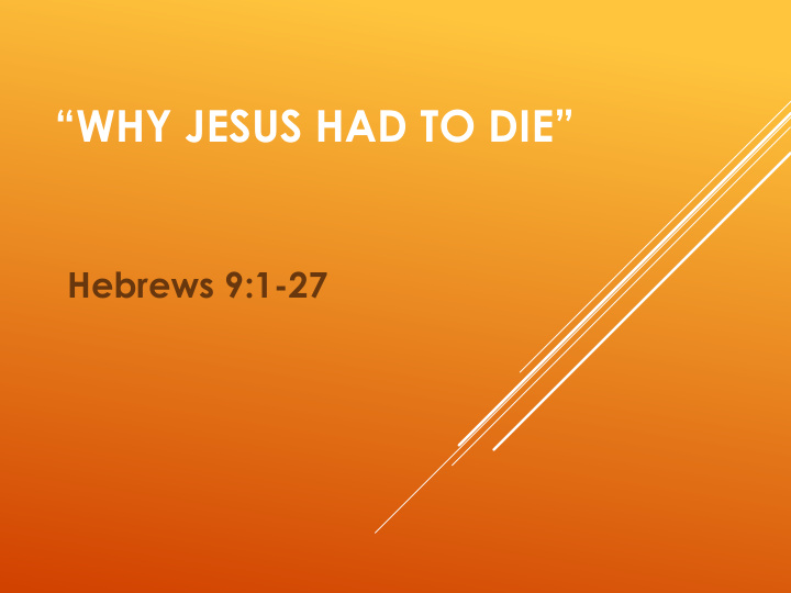 why jesus had to die