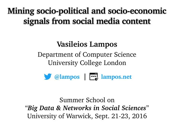 mining socio political and socio economic signals from