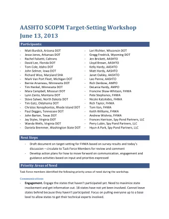 AASHTO  SCOPM  Target-Setting  Workshop