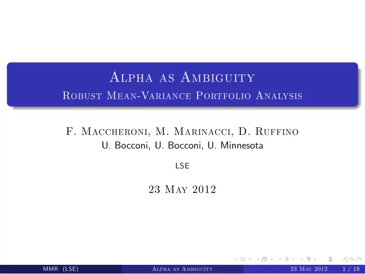 alpha as ambiguity