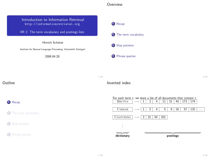 overview introduction to information retrieval