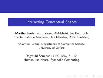 Interacting Conceptual Spaces Martha Lewis (with: Yaared Al-Mehairi, Joe Bolt, Bob  Coecke,