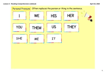 SHE  IT  ME  1  Lesson 3  Reading Comprehension.notebook  April 22, 2020  Replace the blank with