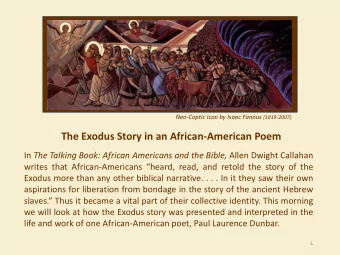 The Exodus Story in an African-American Poem In The Talking Book: African Americans and the Bible,