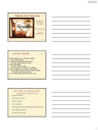 OPENING PRAYER  Rev 11:17-18  We give thanks  ks to you, Lord God almighty  hty  who are and who