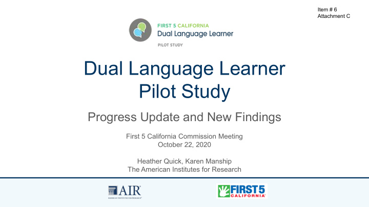 dual language learner pilot study